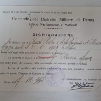 Documento del Comando del Distretto militare di Parma